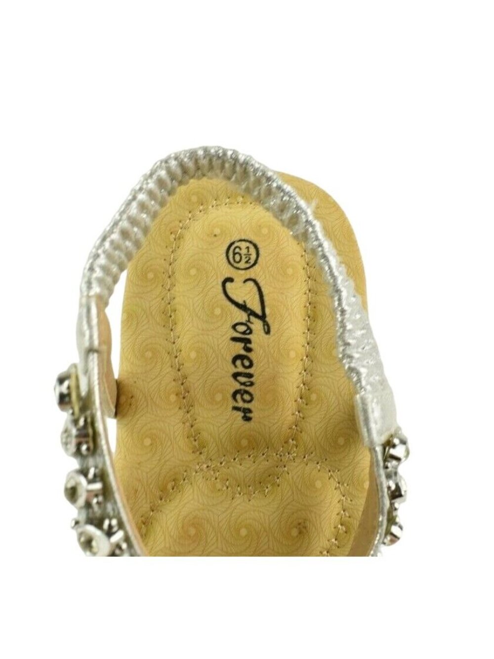 Forever Womens Size 6.5 Calista Silver Cushioned New Casual Sandals - Picture 4 of 7